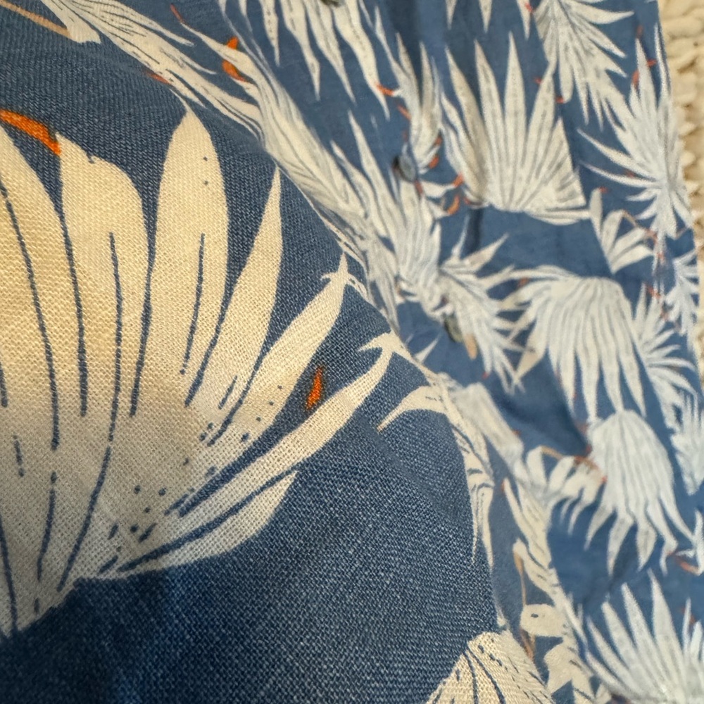 Blue Tropical 100% Linen Dress with pockets! - Picture 4 of 5